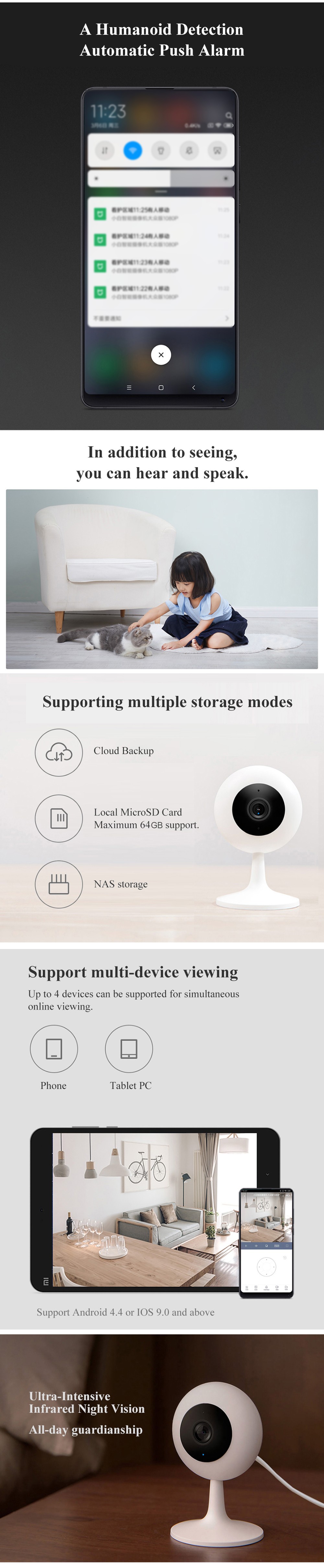 IMILAB Popular Version 1080P HD Smart WiFi Camera IR Night Vision Remote Control Motion Detection ( Xiaomi Ecosystem Product ) u3010u4e2du89c4 u4e2du6587u8bf4u660eu4e66u3011 - White