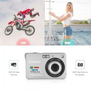 Andoer 18M 720P HD Digital Camera Video Camcorder with 2pcs Rechargeable Batteries 8X Digital Zoom Anti-shake 2.7inch LCD Kids Christmas Gift