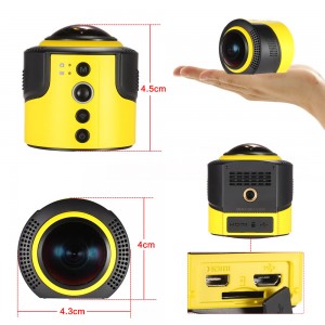 Detu 360 Degree Panorama Action Camera with Wifi 1080P 30FPS 8MP Fisheye Film Source for VR