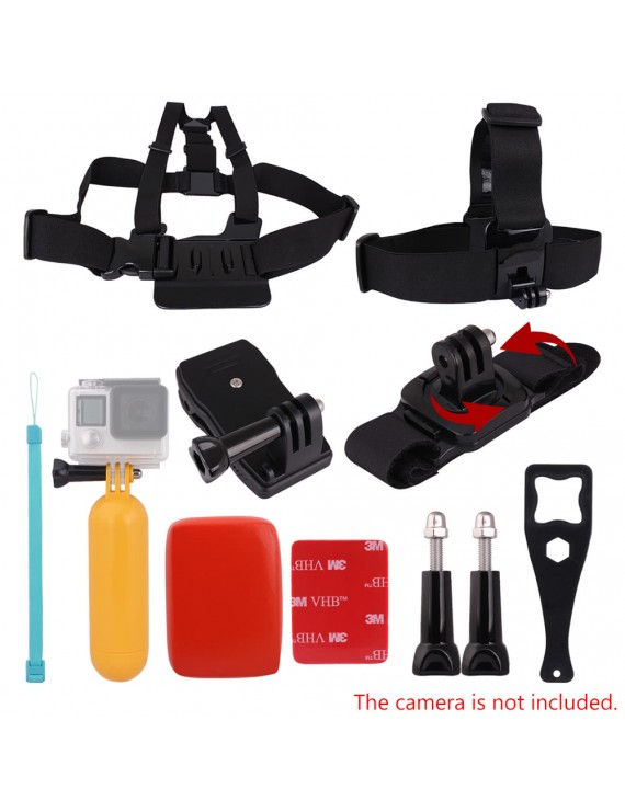 Andoer 8in1 Chest Strap Head Strap Floating Grip Floaty Buoy 360°Rotating Wrist Strap 360° Rotary Backpack Hat Clip Plastic Wrench Tool Long Screw for GoPro Hero 4/3+/3/2/1 SJCAM SJ4000 SJ5000 Action Cameras
