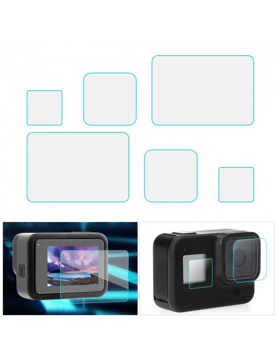6pcs Ultra-clear Screen Protector Tempered Glass Screen Film Compatible with GoPro Hero 8 Camera