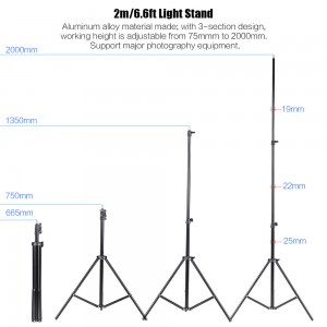 Photo Studio Lighting Kit Set 2Pcs 2 Meters 6.6Ft Light Stand + 2Pcs 33 Inch White Soft Light Umbrella + 2Pcs 45W Light Bulb +2Pcs Swivel Light Socket