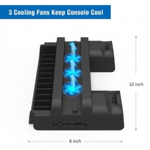 Cooling Stand for PS4/ PS4 Slim/ PS4 Pro, Multifunctional Vertical Stand with Dual Controller Chargi