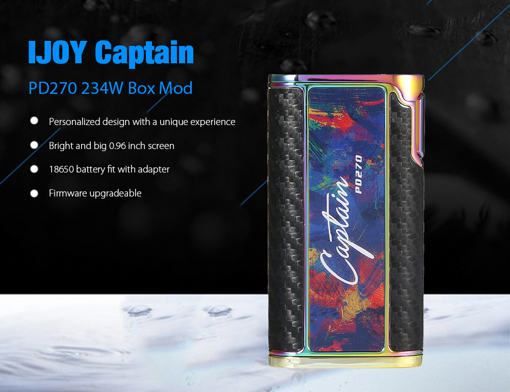 Original IJOY Captain PD270 234W Box Mod with 300 - 600F / Supporting 2pcs 20700 Batteries for E Cigarette